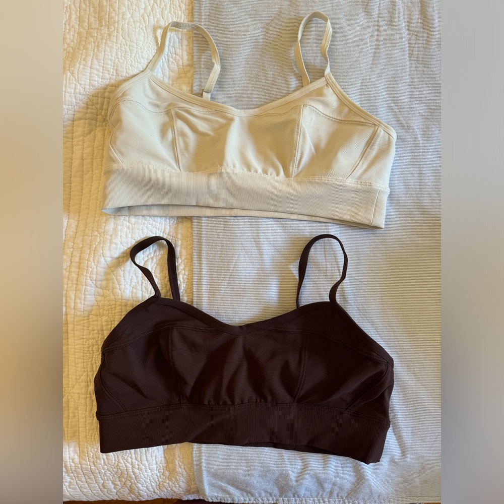 2 aerie sports bras! Brown and creme color